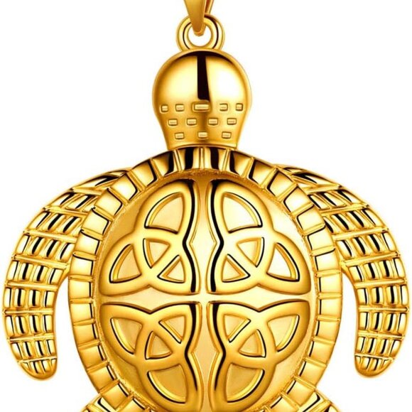 Jewelry - Turtle Necklaces/Rings Celtic Knot Pendant Silver/18K Gold/Black Gun Plated Anim